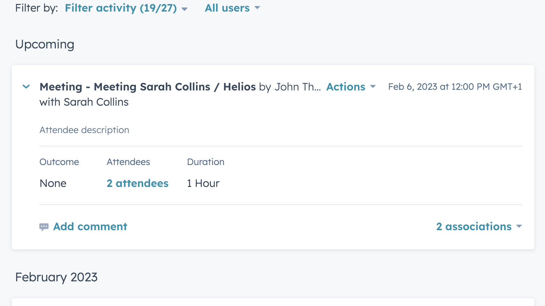 Confirmed Vyte appointment visible in hubspot