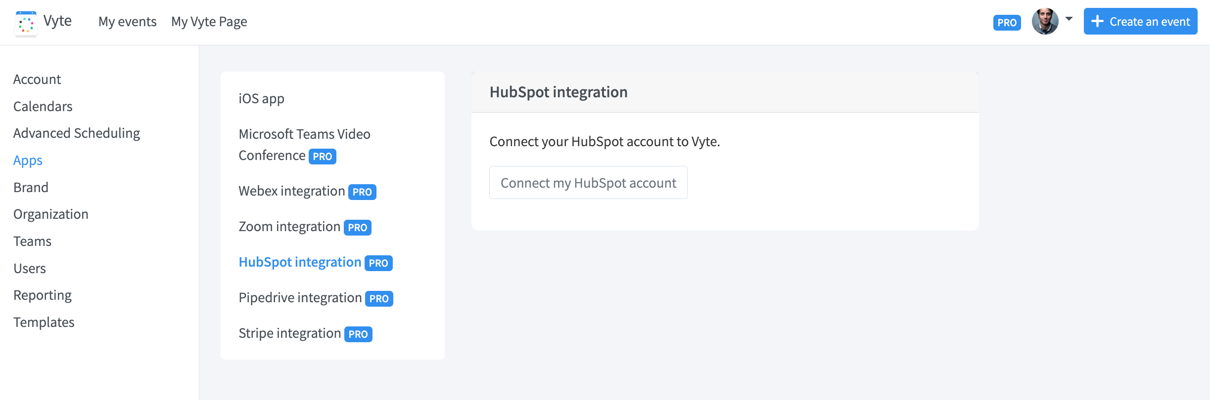 Connect your HubSpot account to Vyte